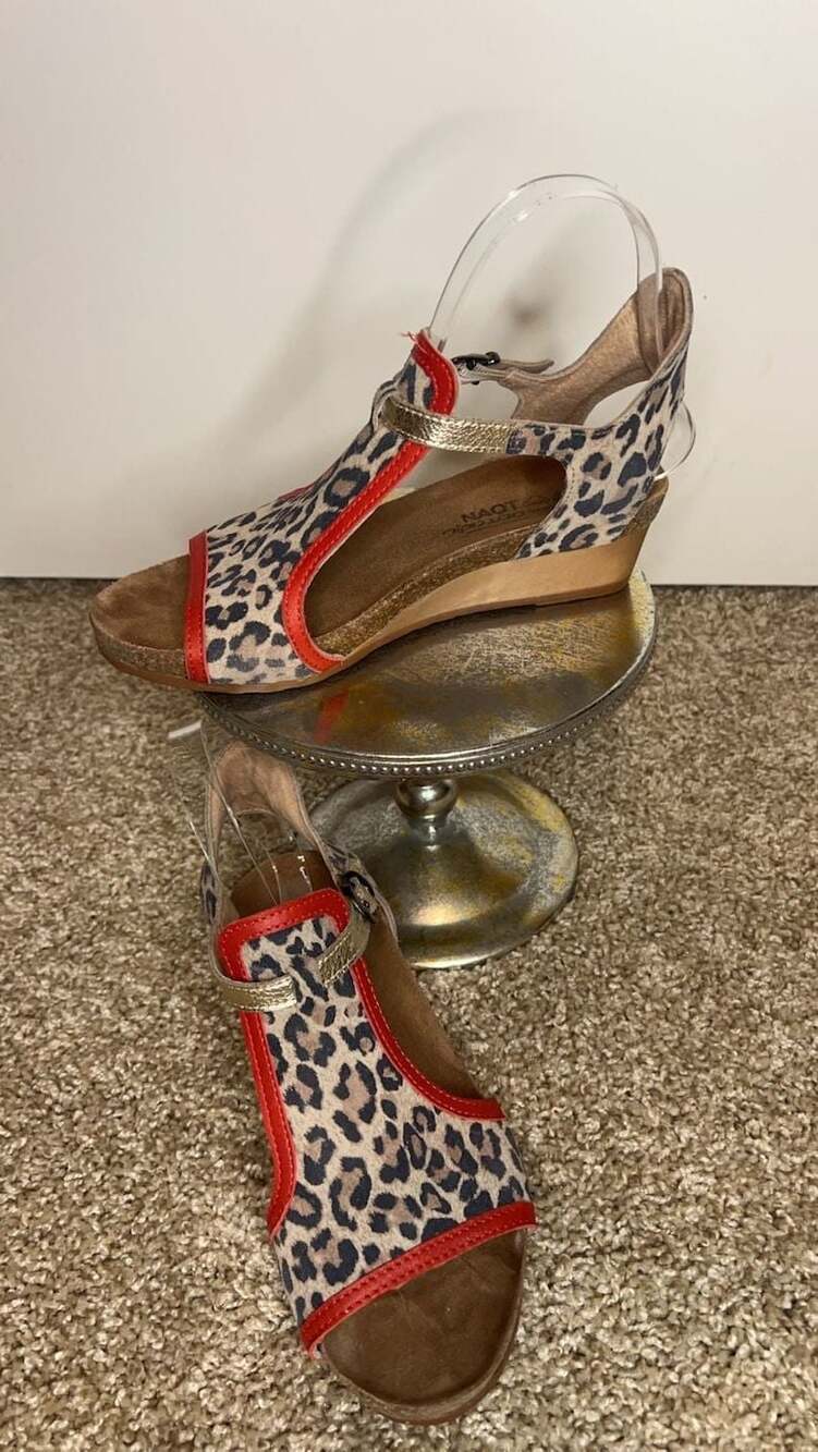 Naot Women's Leopard Print Wedge Sandals Size 37 - Picture 2 of 14